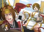  brown_eyes brown_hair choker couple crown fake_screenshot female headband ishida_mitsunari male nene open_mouth rice sengoku_musou sengoku_musou_2 short_hair shoulder_pads tomo_(pixiv586511) 