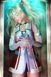  3d animal armlet blonde_hair capsule closed_eyes collar des_blood_4 esk_anderson highres holding sleeping solo twintails vest 