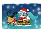  animated animated_gif aqua_eyes aqua_hair bell bonnet chibi christmas gloves hatsune_miku long_hair mameshiba musical_note reindeer santa_costume sleigh smile solo twintails vocaloid 