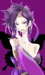  bare_shoulders beauty_mark detached_sleeve detached_sleeves earrings eyeshadow hair_ornament jewelry makeup mole nail_polish nouhime purple_eyes purple_hair sengoku_musou sengoku_musou_3 short_hair violet_eyes yjyj_(pixiv460525) 