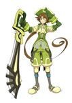  .hack//g.u. .hack//link 1boy brown_eyes brown_hair gloves hat huge_weapon male_focus official_art silabus_(.hack//) smile solo sword tail weapon 