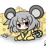  animal_costume animal_ears animal_print bishamonten's_pagoda cheese chibi costume food jewelry lowres mouse mouse_ears nazrin pendant solo tail tiger_costume tiger_print touhou yanagi_(nurikoboshi) 