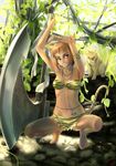  animal_ears animal_print anklet armpits axe bad_id bad_pixiv_id barefoot bra bracelet cat cat_ears cat_tail feet forest grin huge_weapon jewelry jungle lingerie loincloth nature raybar smile solo squatting tail tiger_print underwear weapon 