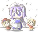  :&lt; ? aki_minoriko aki_shizuha aoblue blonde_hair blush chibi food fruit grapes hairband hat leaf leaf_on_head letty_whiterock multiple_girls o_o purple_eyes purple_hair short_hair sweatdrop tears touhou trembling 