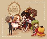  3boys blind c.c. cheese-kun code_geass crown green_hair king kururugi_suzaku lelouch_lamperouge mecco multiple_boys multiple_girls nunnally_lamperouge pizza_hut rolo_lamperouge throne 