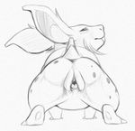  anus butt female feral looking_at_viewer mammal monochrome nidoran nintendo pencil_(artwork) pok&eacute;mon pussy simple_background solo traditional_media_(artwork) video_games white_background yaroul 