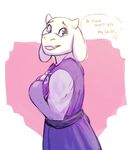  2015 caprine clothing english_text female goat horn long_ears looking_at_viewer lucaloo_(artist) mammal monster robe solo tears text toriel undertale 