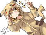  artist_name brown_eyes brown_hair character_hood commentary_request cosplay darkside gen_1_pokemon hand_up inazuma_(kantai_collection) kantai_collection looking_at_viewer pikachu pikachu_(cosplay) pikachu_ears pikachu_tail pokemon pokemon_ears smile solo tail 