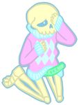  bone clothing cosmicnaut dildo embarrassed sex_toy shy skeleton strapon sweater undead voidirium 