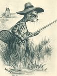  ambiguous_gender cat duo feline fishing fishing_rod greyscale hat license_info louis_wain mammal monochrome nude public_domain semi-anthro signature simple_background smile solo_focus standing water whiskers 