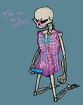 bone cosmicnaut crossdressing dildo embarrassed sex_toy shy skeleton strapon undead voidirium 
