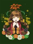  braid brown_eyes brown_hair capelet flower kano_(murasaki) matsuge_(gajigaji) murasaki_(game) solo 