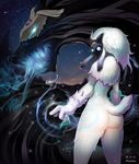  ambiguous_gender anthro blue_eyes butt canine caprine digitigrade duo fur humanoid kindred_(lol) lamb_(lol) league_of_legends mammal mask mazenta sheep spirit video_games white_fur wolf wolf_(lol) 