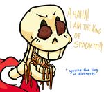  bone english_text male papyrus_(undertale) skeleton solo spaghetti text undertale unknown_artist 