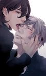  2boys blush brown_hair character_request copyright_request cum facial kotobuki_reiji kurosaki_ranmaru licking male_focus moge-hera multiple_boys tongue_out uta_no_prince-sama white_hair yaoi 