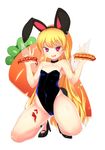  :d animal_ears ankle_cuffs blonde_hair breasts bunny_ears bunny_tail bunnysuit carrot character_name choker clownpiece commentary_request double_v eila_yagyu fairy_wings fake_animal_ears fishnets full_body heart heart-shaped_pupils high_heels hot_dog long_hair naughty_face open_mouth pink_eyes sexually_suggestive small_breasts smile solo squatting symbol-shaped_pupils tail thick_thighs thighs touhou tsurime v v-shaped_eyebrows very_long_hair wings 