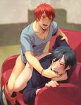  2boys anal character_request drooling ichinose_tokiya ittoki_otoya male_focus moge-hera multiple_boys penis red_hair saliva sweat undressing uta_no_prince-sama yaoi 