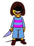  animated animated_gif artist_request brown_hair chara_(undertale) dark_persona frisk_(undertale) full_body laughing looping_animation lowres mousou_dairinin parody pixel_art shounen_bat solo spoilers transparent_background undertale 