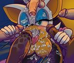  anthro areola bat big_breasts breasts clothed clothing cum cum_on_breasts cum_on_face erect_nipples erection female group half-dressed hecticarts male mammal nipples penis rouge_the_bat smile sonic_(series) video_games 