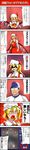 4girls :d :o absurdres baseball_bat baseball_helmet blonde_hair commentary_request flandre_scarlet four_of_a_kind_(touhou) gameplay_mechanics glasses hakurei_reimu hat helmet highres long_image micah_franklin multiple_girls multiple_persona mummy odd_one_out open_mouth red_eyes sei_(kaien_kien) side_ponytail smile tall_image the_embodiment_of_scarlet_devil touhou translated v-shaped_eyebrows 