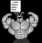  abs armor biceps big_muscles clothing helmet lagomorph male mammal monochrome muscular pecs rabbit rg01 ripped-saurian solo text undertale 