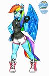  anthro anthrofied clothed clothing equine feathered_wings feathers female fingerless_gloves fist friendship_is_magic gloves hair mammal my_little_pony pegasus rainbow_dash_(mlp) roy-land simple_background solo traditional_media_(artwork) white_background wings 