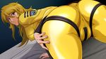  1girl ass back bent_over blonde_hair bodysuit female looking_at_viewer looking_back mori_yuki nolia plump skin_tight thick thick_thighs uchuu_senkan_yamato uchuu_senkan_yamato_2199 wide_hips 