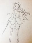 androgynous graphite_(medium) haru_(pisces0619) hat highres instrument murasaki_(game) shiho_(murasaki) solo traditional_media violin 
