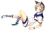  animal_ears full_body grey_eyes grey_hair kanbayashi_yuuko personification simple_background socks solo striped striped_legwear unity_(game_engine) white_background 