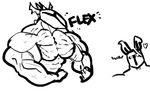  &lt;3 abs armor biceps big_muscles clothed clothing dragon duo half-dressed helmet lagomorph male mammal monochrome muscular pecs rabbit rg01 rg02 ripped-saurian scalie sketch text topless undertale 