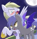  aymint bat_pony bat_wings blush couple cutie_mark duo equine fan_character fangs female friendship_is_magic fur guard male male/female mammal moon my_little_pony night open_mouth pegasus sky slit_pupils star tuft wings 