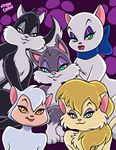  2014 animaniacs anthro anyauribe black_eyes black_fur blue_eyes blush breasts brown_eyes cat cats_don&#039;t_dance chest_tuft cleo_catillac curled_tail digital_media_(artwork) duo eyelashes eyeshadow feline female fur green_eyes hair half-closed_eyes heathcliff_&amp;_the_catillac_cats hindpaw lipstick long_hair long_tail looking_at_viewer looney_tunes makeup male mammal nude orange_hair paws penelope_pussycat pink_nose ponytail pose rita_(animaniacs) round_ears sawyer smile tan_fur tom_and_jerry toodles_galore tuft warner_brothers white_fur 