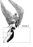  character_name feathers greyscale long_hair maki_(motimaki) monochrome sanjou_kanako solo terra_formars uniform wings 