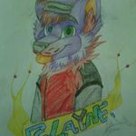  anthro canine clothed clothing mammal solo traditional_media_(artwork) 