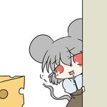  ambigious_gender blush cheese drooling mammal mouse nazrin open_mouth red_eyes rodent saliva simple_background solo tagme touhou unknown_artist 