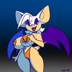  2015 anthro bat big_breasts breasts clothed clothing female half-dressed mammal panties rouge_the_bat skimpy smile solo sonic_(series) topless underwear xylas 