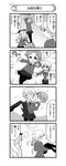  4koma absurdres arms_up assam braid carrying comic darjeeling dress_shirt falling girls_und_panzer greyscale hair_ribbon highres holding lens_flare loafers long_hair long_sleeves looking_at_another miniskirt monochrome multiple_girls nanashiro_gorou necktie o_o official_art orange_pekoe pantyhose pdf_available pleated_skirt princess_carry reaching ribbon school_uniform shirt shoes short_hair skirt smile sparkle st._gloriana's_school_uniform stool sweat sweater tiptoes translated trembling 