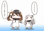  ahoge alternate_costume brown_hair comic cosplay dress horns kantai_collection long_hair mittens multiple_girls northern_ocean_hime northern_ocean_hime_(cosplay) pale_skin red_eyes ryuujou_(kantai_collection) shinkaisei-kan sleeveless sleeveless_dress tanaka_kusao translated twintails visor_cap white_dress white_hair white_skin 