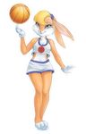  2012 anthro barefoot basketball_uniform clothed clothing female green_eyes gym half-closed_eyes lagomorph lola_bunny looking_at_viewer looney_tunes mammal pamsaa pink_nose rabbit solo space_jam standing uniform warner_brothers 