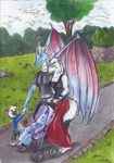  anthro canine child clothed clothing cloud dragon drako drakoilex family female male mammal outside reptile scalie sky standing starlightsmarti stroller young 