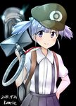  alternate_headwear aqua_eyes artist_name black_background blue_hair blush dated glowing glowing_eyes hair_ribbon hand_on_hip hat highres kamelie kantai_collection looking_at_viewer luigi's_mansion mario_(series) ooshio_(kantai_collection) parody pleated_skirt poltergust_3000 ribbon school_uniform shinkaisei-kan short_hair short_sleeves short_twintails simple_background skirt smile super_mario_bros. suspenders teeth twintails vacuum_cleaner yo-class_submarine 