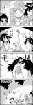  4koma =d animal_ears ascot bottle bow campfire comic commentary dancing detached_sleeves fire food frog_hair_ornament futatsuiwa_mamizou glasses greyscale hair_bow hair_ornament hair_tubes hakurei_reimu highres jitome kochiya_sanae leaf leaf_on_head long_sleeves monochrome multiple_girls open_mouth pince-nez pose raccoon_ears raccoon_tail sake_bottle shirt shoujo_kitou-chuu skirt smile snake_hair_ornament sweet_potato tail tani_takeshi touhou translated wide_sleeves yakiimo yukkuri_shiteitte_ne |_| 