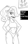  english_text eye_patch eyewear female looking_at_viewer monochrome ponytail solo text undertale undyne unknown_artist 
