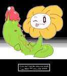  english_text flora_fauna flowey_the_flower looking_at_viewer male one_eye_closed penis plant precum solo spikes text tongue undertale unknown_artist wink 