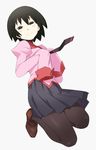  black_eyes black_hair empty_eyes gedou_(ge_ge_gedou) monogatari_(series) necktie oshino_ougi owarimonogatari pantyhose school_uniform short_hair sleeves_past_wrists solo 