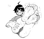  ass barefoot blush feet nebukuro_818317 open_mouth original panties short_hair sketch smell soles sweat toes underwear 