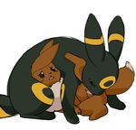  blush duo eevee eeveelution feral lying male male/male manmosu_marimo nintendo on_back one_leg_up open_mouth penis penis_tip pok&eacute;mon quadruped questionable_consent sheath_lick tongue tongue_out umbreon video_games 