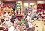  alice_margatroid animal_ears apron baking blonde_hair blue_eyes blush braid bread cat_ears cookie dog_ears douji fallen_down finger_licking food fruit grey_hair hair_ribbon indoors kaenbyou_rin kasodani_kyouko kazami_yuuka licking maid_headdress medicine_melancholy mixing_bowl mouse mouse_ears multiple_girls nazrin open_mouth oven_mitts red_eyes red_hair ribbon strawberry sweatdrop touhou tray twin_braids whisk 