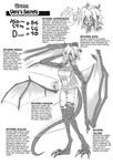  1girl breasts character_profile female horns large_breasts monochrome monster_girl monster_musume_no_iru_nichijou solo standing tail wings wyvern_(monster_musume) 