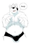 2015 anthro bear bulge clothing fur kokuhane male mammal polar_bear solo underwear white_fur 
